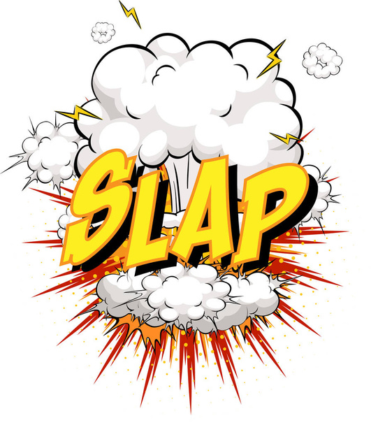 Word Slap on comic cloud explosion background illustration - Vector, Image