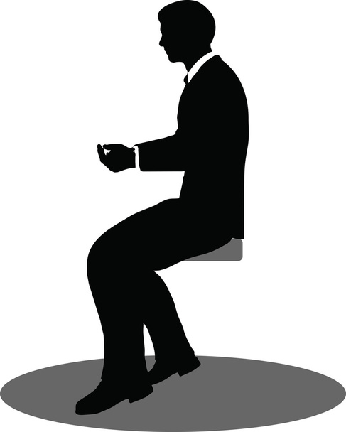 gente de negocios reunión silueta sentado
 - Vector, imagen