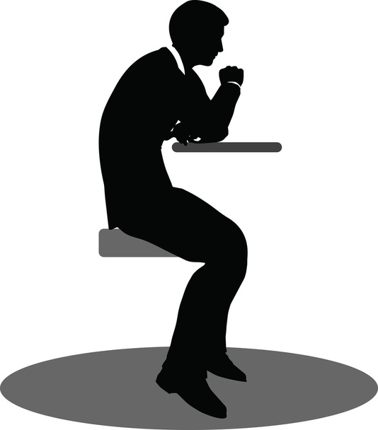 ビジネスの人々 が座っているシルエットの会議 - ベクター画像