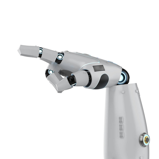 3Dレンダリングロボットの手の指の点は白い背景に隔離された - 写真・画像