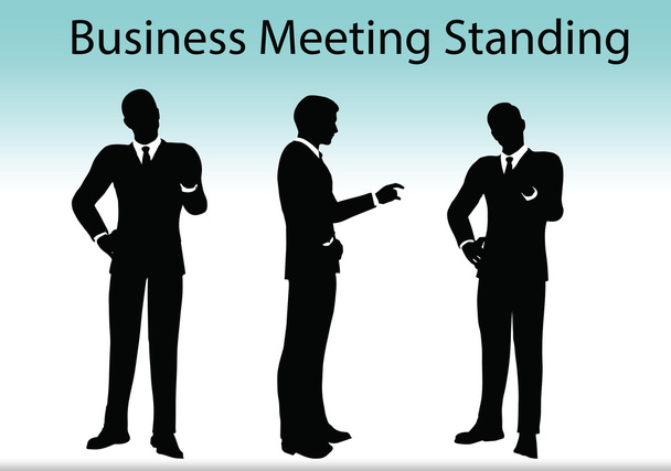 business people meeting standing silhouette - Vector, Image