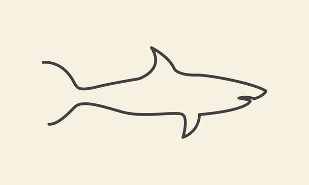 проста форма лінії морської акули логотип Векторний значок символ дизайну графічна ілюстрація
 - Вектор, зображення