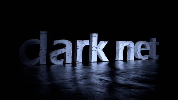 Parola di testo Darknet su sfondo nero - rendering 3D - Foto, immagini