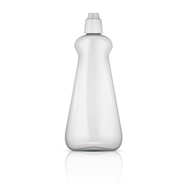 transparente Plastikflasche mit Riffelverschluss. - Vektor, Bild