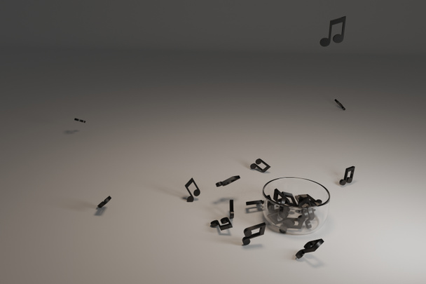 Music background concept in with notes, 3D rendering - Photo, Image