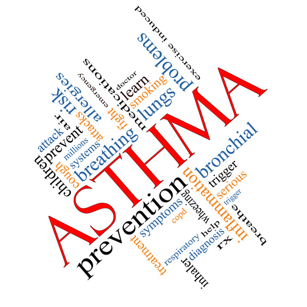 astma woord wolk concept schuin - Foto, afbeelding