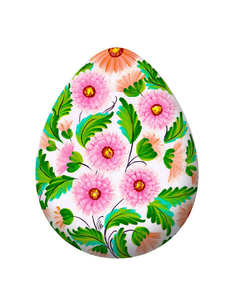 Пасхальное яйцо с цветочным орнаментом. Поздравительная открытка - Фото, изображение