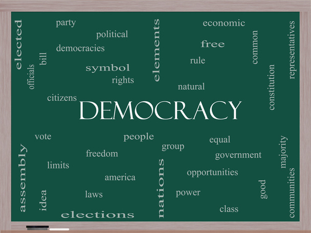 demokracie slovo mrak koncepce na tabuli - Fotografie, Obrázek