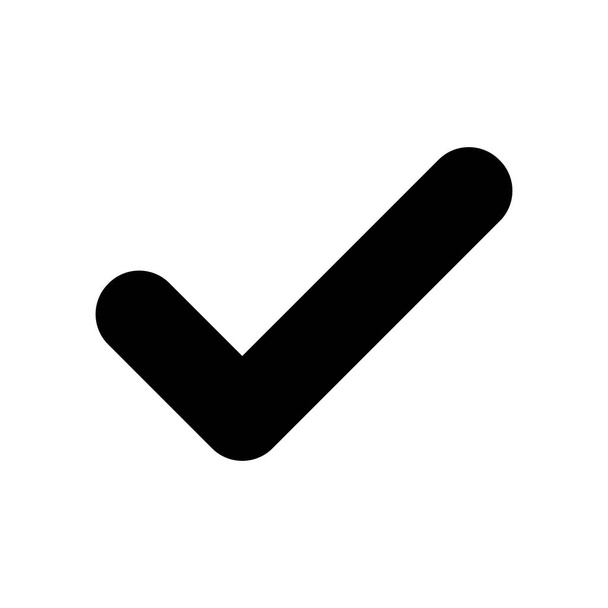Czarna zaokrąglona ikona znaku kontrolnego, symbol zaznaczenia odizolowany na białym tle. Ilustracja wektora. - Wektor, obraz