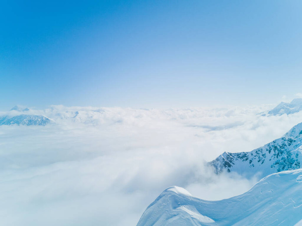 Panoramic view of high mountains landscape in winter landscape, Sochi, Russia - Φωτογραφία, εικόνα