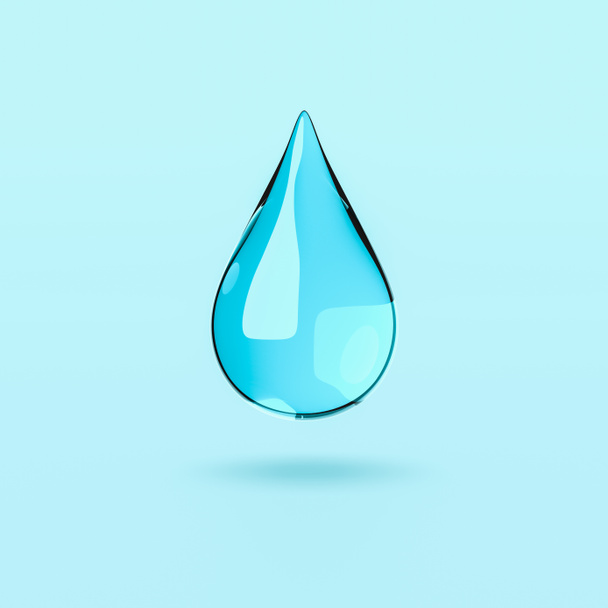 One Water Drop on Blue Background - Photo, Image