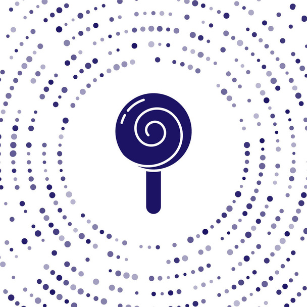 Blue Lollipop icoon geïsoleerd op witte achtergrond. Eten, heerlijk symbool. Abstracte cirkel willekeurige stippen. Vector. - Vector, afbeelding