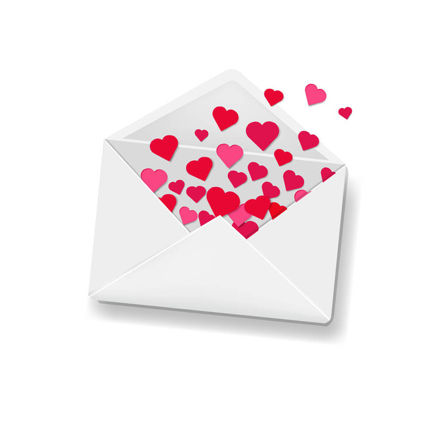 White Envelope With Hearts Background - Вектор,изображение