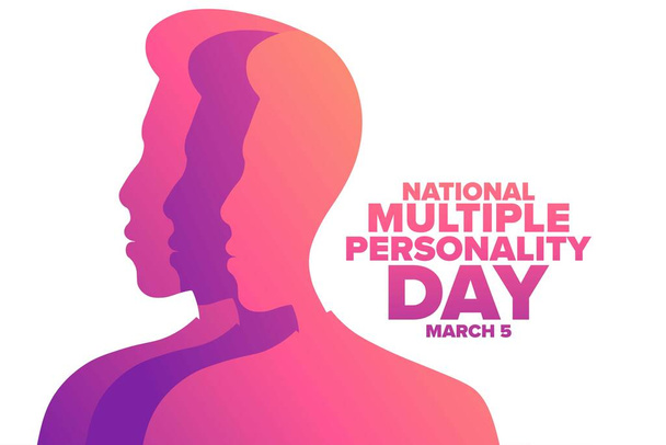 National Multiple Personality Day. March 5. Holiday concept. Template for background, banner, card, poster with text inscription. Vector EPS10 illustration. - Vector, Image