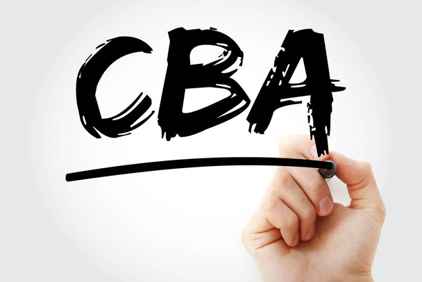 CBA - сокращение CP-benefit Analysis с маркером, предысторией бизнес-концепции - Фото, изображение