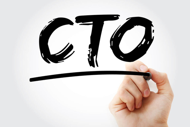 CTO - главный технолог аббревиатура с маркером, бизнес-концепция фона - Фото, изображение