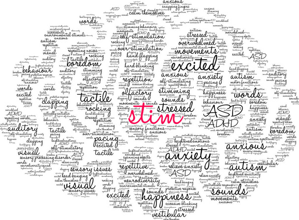 Stim word cloud on a white background.  - Vector, Image