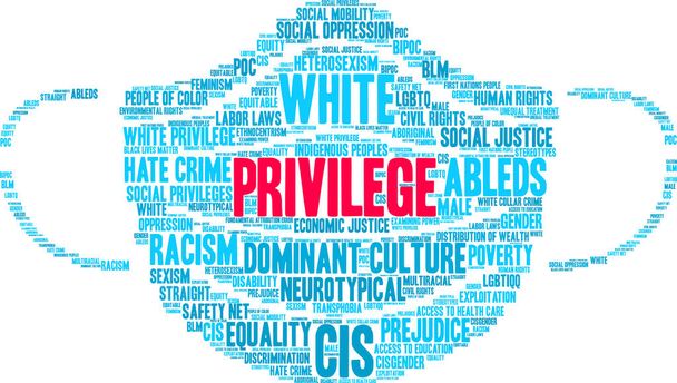 Privilege szó felhő egy fehér háttér.  - Vektor, kép