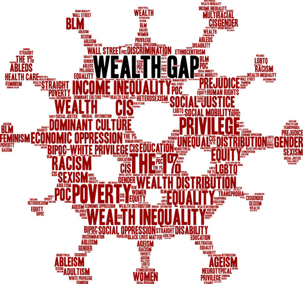 Wealth Gap σύννεφο λέξη σε λευκό φόντο.  - Διάνυσμα, εικόνα