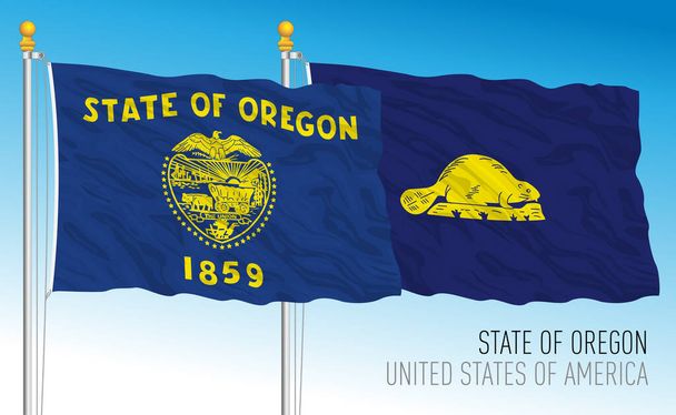Oregon Federal State Flagge, USA, Vorder- und Rückseite, Vektorillustration - Vektor, Bild