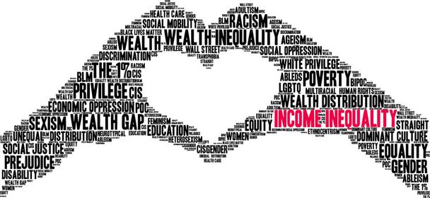 Wortwolke der Einkommensungleichheit auf weißem Hintergrund.  - Vektor, Bild