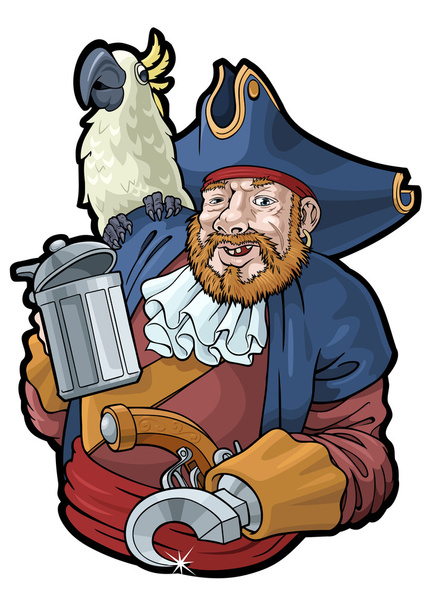 Pirate with a parrot - Vector, Image