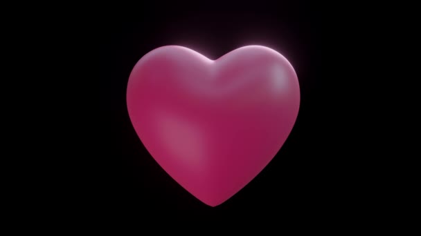 Animation rosa Herz Desintegration schälen sich auf schwarzem Hintergrund. ,3d Modell und Illustration. - Filmmaterial, Video