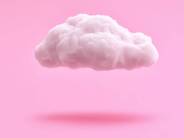 White cloud isolated on pink background. 3D redering with clipping path - Photo, Image