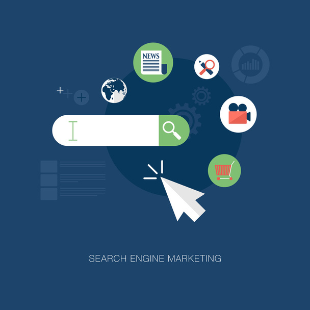 Illustrazione moderna del concetto di search engine marketing vettoriale
 - Vettoriali, immagini