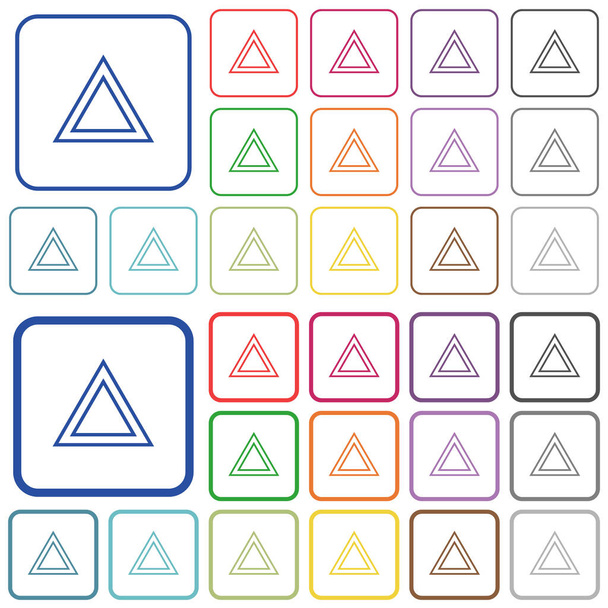 Traffic awaryjny trójkąt kolor płaskie ikony w zaokrąglonych ramek kwadratowych. W zestawie wersje cienkie i grube. - Wektor, obraz