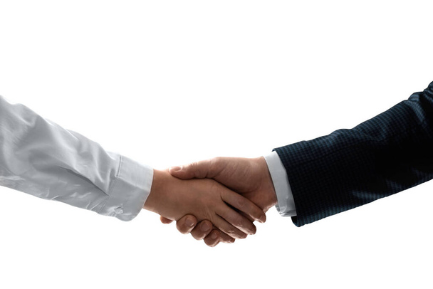 Handshake with effect, teamwork, partnership concept, business communication Close-up - Foto, Imagen