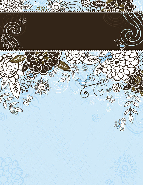Hand draw  flowers on blue background - Vector, Image