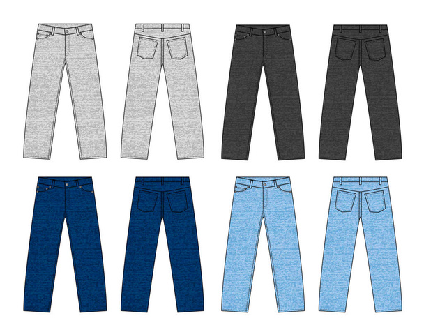 Ilustração vetorial de calças de ganga finas / conjunto de variações de cor - Vetor, Imagem