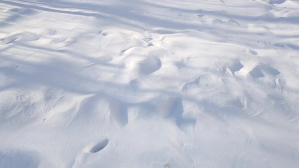 Uitzicht op sneeuwverschuivingen met onregelmatigheden en een golvend patroon. - Video