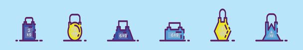 Set von Wasserkocher Glocke Cartoon-Ikone Design-Vorlage mit verschiedenen Modellen. moderne Vektordarstellung isoliert auf blauem Hintergrund - Vektor, Bild