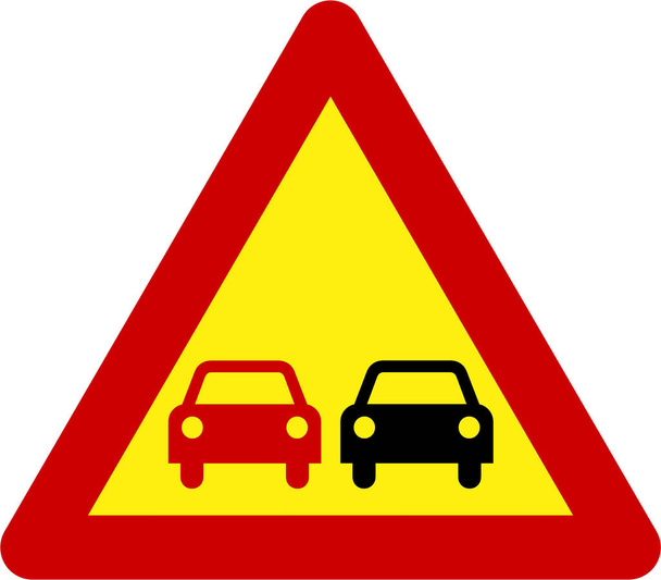 Warning sign with overtaking symbol - Photo, Image
