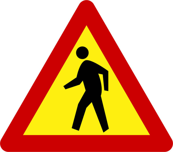 Προειδοποιητικό σήμα με πεζό σύμβολο - Φωτογραφία, εικόνα