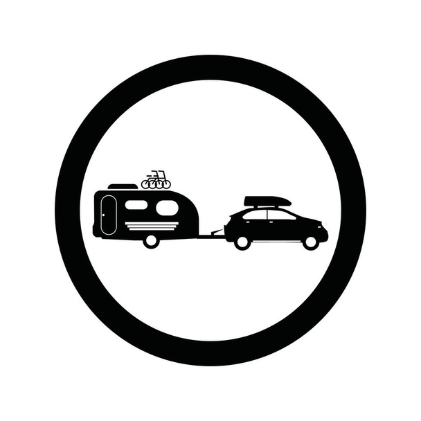 Segnale stradale nero campeggio icone vettoriali - Vettoriali, immagini