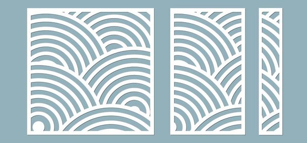 Set, panel for registration of the decorative surfaces. Abstract circles of lines, panels. Vector illustration of a laser cutting. Plotter cutting and screen printing - Vector, Image