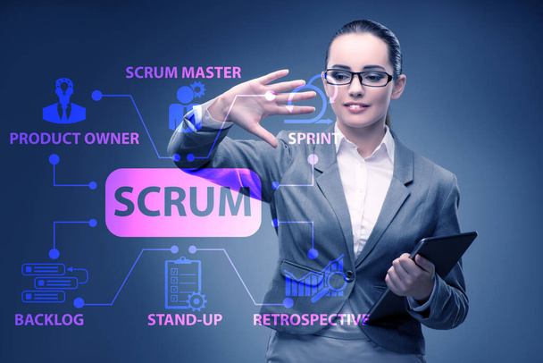 Businesswoman in SCRUM agile method concept - Photo, Image