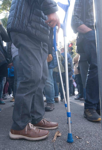 crutches as a walking aid for people with walking disabilities - Photo, Image