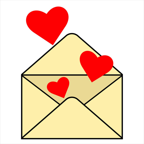 mail envelope with hearts - Вектор,изображение