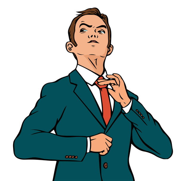 Jeune homme d'affaires confiant. Un homme en costume et cravate. Illustration pop art rétro sur fond blanc. - Photo, image