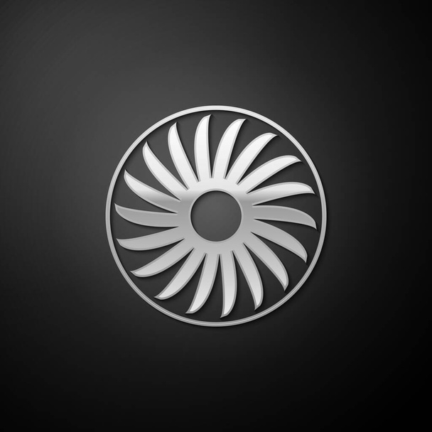 Silver Ventilator symbol icon isolated on black background. Ventilation sign. Long shadow style. Vector. - Διάνυσμα, εικόνα