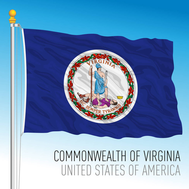 Flagge des Bundesstaates Virginia, Vereinigte Staaten, Vektorillustration - Vektor, Bild