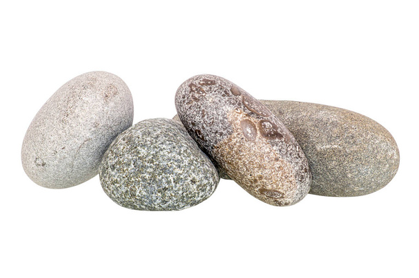 Stones of different colors, isolated, stacked in different compositions for use in collages, photographed in the studio in natural daylight, horizontally. - Photo, Image
