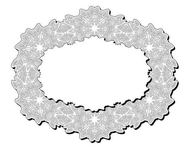 Beautiful monochrome linear illustration for coloring book page with isolated on the white background vintage frame and copy space - Vector, afbeelding