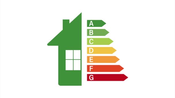 Energiahatékonysági táblázat és a ház koncepciója. Otthon ikon. Napenergia. Zöld otthon. készlet illusztráció. - Felvétel, videó