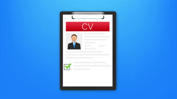 CV CV. Concept d'entrevue d'emploi. J'écris un CV. Ordinateur portable avec CV personnel. illustration. - Séquence, vidéo