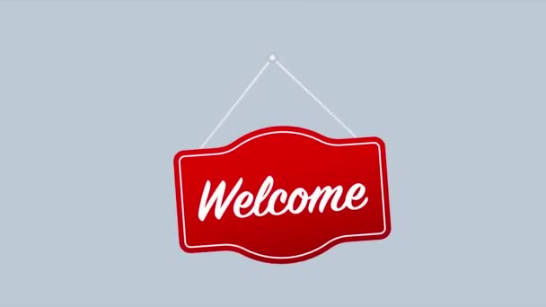 Welcome hanging sign on white background. Sign for door. illustration. - Footage, Video
